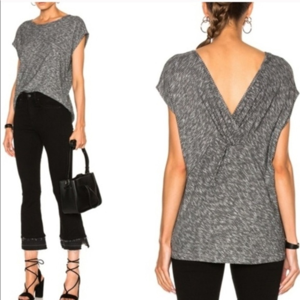 RAG & BONE Grey Ribbed Cross Back Tee Size Small
